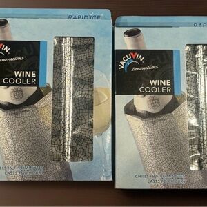 Vacu Vin Rapid Ice Wine Cooler Chiller Cracked Silver Set